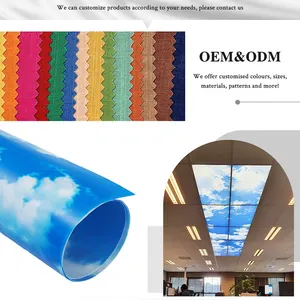 Custom Design High Quality Lamp Shade Material Pvc Transparent Sticker Blue Sky Pattern Lamp Shade