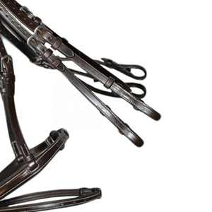 Brida doble de cuero hecha a mano duradera con brazaletes elegantes y banda para la nariz diseñada para jinetes profesionales - Product Image 2