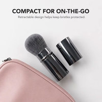 Kuas Bedak Teleskopik Jamur Kecil Label Pribadi, Kuas Makeup Portabel dengan Gagang Aluminium yang Dapat Ditarik, Grosir