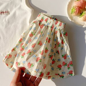 Girls Korean Style Floral Print Cotton Shorts High Waist Breathable Tutu Skirt Pants Summer 2026 Princess Skirt - Product Image 4