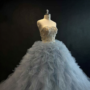 ชุดราตรีงาน Quinceanera สีฟ้าอ่อน รุ่น Nt16 แบบไร้สาย ประดับด้วยลูกปัดและผ้าชีฟอง ช่วงเอวทรงธรรมชาติ สำหรับเด็กอายุ 15 ปี - Product Image 3