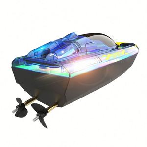Bateau de course télécommandé V555 rapide avec lumières LED, étanche, haute vitesse, modèle de jouet pour piscine et lac - Product Image 3