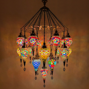 Lámpara colgante de globo aerostático de Capadocia turca de 21 luces para restaurantes especializados, cafeterías, hoteles y posadas. - Product Image 3
