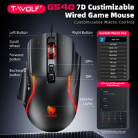 Ratón para Juegos con Cable T-WOLF G540, 7D con Programación de Macros, Ratón para Deportes Electrónicos, 7200 DPI, Retroiluminación LED, Ergonómico para Computadora de Escritorio