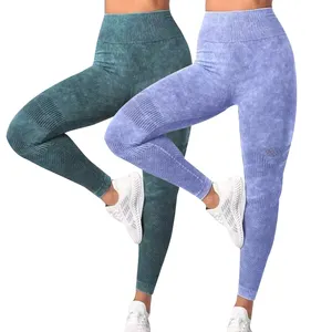 Hot Scrunch Leggings Custom Smooth Washed Scrub Yoga Seamless Leggings Ropa Deportiva Dama Solid Color Compression Yoga Leggings