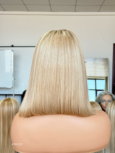 New Factory <b>Cheap</b> Short Remy Hair Lace Front Transparent Lace for Blonde Bob <b>Wig</b> Preplucked Hairline Women Chinese Hair - Product Image 4