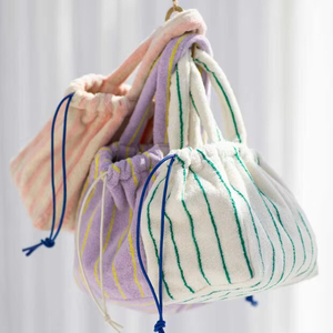 Royal Fair personalizzato personalizzato spugna a righe tessuto mare borsa oversize tracolla spugna borsa da spiaggia per ragazze - Product Image 3