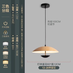 Lustre Minimaliste en Bois, Lampe Suspendue LED Blanc Froid pour Salon, 6000K CRI90, Grande Taille, IP54, Laiton et Acrylique - Product Image 2