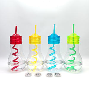 <span class=keywords><strong>Gobelet</strong></span> lumineux créatif en plastique en forme d'ampoule pour thé au lait, café, boissons froides, bouteille à paille pour fête - Product Image 4