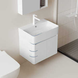 Mueble de Baño Moderno de Madera Contrachapada Impermeable, Montado en la Pared, con Lavabo, Espejo Inteligente, Acabado Lacado, Ecológico - Product Image 5