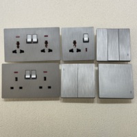 Interruptor de luz de pared para el hogar con panel de PC duradero de 86 mm, regulador de intensidad de doble polo para ventilador, 16A 250V, 1 toma, enchufe UK, USB-C, colores gris cepillado, dorado, blanco y negro
