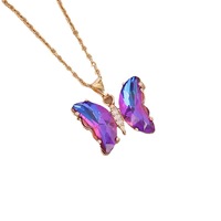 Collier à pendentif papillon géométrique avec prix d'usine coloré en acier inoxydable changeant progressivement de couleur Chaînes Fashion