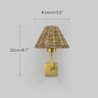 Lampe murale créative minimaliste en fer et rotin pour chambre à coucher, étanche IP65, lumière de couloir, utilisation en appartement, commande tactile LED