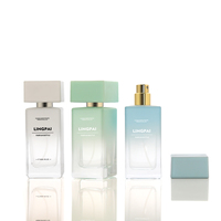 Flacon de parfum en verre noir mat rectangulaire de luxe personnalisé, 50 ml, 100 ml, flacon de parfum vide à sertir avec emballage boîte