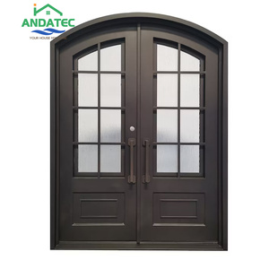 2025 nuevo diseño <span class=keywords><strong>de</strong></span> puerta <span class=keywords><strong>de</strong></span> hierro forjado para uso doméstico, puerta delantera <span class=keywords><strong>de</strong></span> hierro forjado <span class=keywords><strong>de</strong></span> vidrio para Villa/<span class=keywords><strong>Castillo</strong></span>, buen precio - Product Image 2