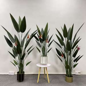 Plante simulée en pot Intérieur Salon Décoration de sol Plante verte Grue <span class=keywords><strong>Orchid</strong></span>ée Banane Soie simulée Ciel Oiseau - Product Image 2