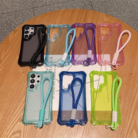 Funda Protectora 3 en 1 de TPU+PC, Color Puro Transparente, con Correa de Muñeca para Samsung Galaxy S26 Ultra, Resistente a Impactos, para S26 Plus