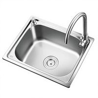 Évier de cuisine rectangulaire simple en acier inoxydable 304 avec robinet, finition brossée, fait main, moderne, à poser sur comptoir