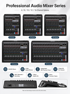 B12 Professional Audio Mixer <strong>12</strong> Channel with BT 5.0 USB MP3 Player, 99 DSP Effects, 48V Phantom Power and 7-Band Graphic EQ - Product Image 3