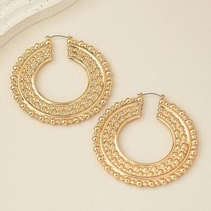 2024 Fashion Jewelry Exaggerated New Concave Convex Large Circle <strong>Earrings</strong> Hammered Flower Big Round <strong>Clip</strong> <strong>on</strong> <strong>Earrings</strong> Hoops - Product Image 5