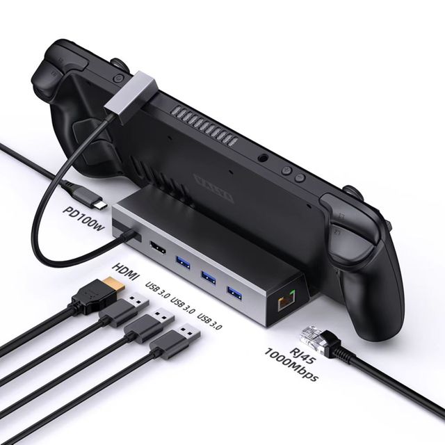 Steam Deck Docking Station TV Base Stand 6 in 1 Hub Aluminum Alloy Holder Dock 60Hz HDMI-compatible USB-C for Steam Deck Console