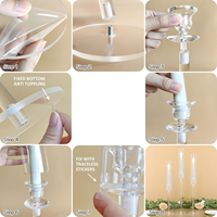 En gros, Candelabre en acrylique à 5 bras, Décoration de centre de table de mariage et de fête, pour bougies et pots à bougies