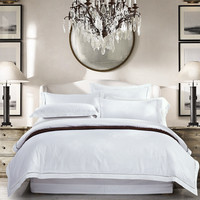 Parure de lit en coton, impression blanche, ensemble de literie de luxe, pour hôtel et maison, housse de couette et drap 100% coton, usine chinoise, vente en gros, 800TC
