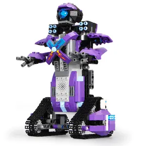 Blocs de construction robot en plastique pour enfants, modèle navire de bataille violet, Almubot, 13003