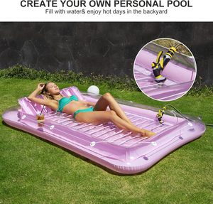 ที่นอนเป่าลมสำหรับอาบแดด รูปทรงสี่เหลี่ยมผืนผ้า สีชมพู ทำจาก PVC สำหรับผู้ใหญ่ ใช้กลางแจ้ง - Product Image 1