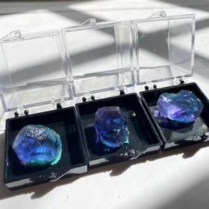 Grosir batu kristal fluorit kasar alami spesimen batu ungu biru fluorit bentuk bebas bentuk Hadiah Dekorasi Model cetak Laser - Product Image 6