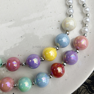Nueva Venta caliente bebé niñas AB colorido macarrón <span class=keywords><strong>Bubblegum</strong></span> cuentas collar 16mm grueso cuentas joyería para fiesta regalo al por mayor - Product Image 5