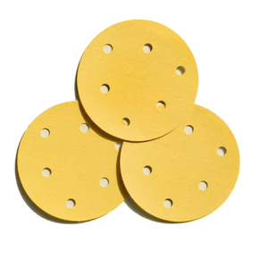 Disco de lija amarillo de fábrica Hoja abrasiva de gancho y bucle de óxido de aluminio para madera automotriz OEM/ODM compatible - Product Image 1