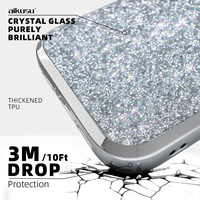 Coque Téléphone Luxe Aikusu OEM Argent Cristal Élégance Marque Femme Design Diamant pour iPhone 17 16 15 14 13 Air Pro Max