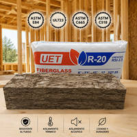Isolation en laine de verre USA UL723, non inflammable, écologique, brun, R11, 3,5 pouces, pour mur en ossature bois