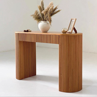 Table d'entrée Idao style Wabi Sabi vintage en bois massif avec double tiroir, coins arrondis, design mobile pour la maison, le bureau ou à fixer au mur