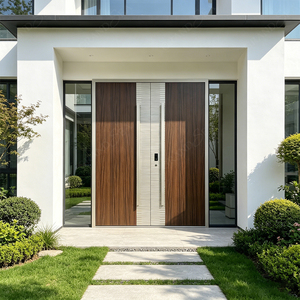 <span class=keywords><strong>Porte</strong></span> <span class=keywords><strong>d</strong></span>'<span class=keywords><strong>entrée</strong></span> pivotante en chêne massif pour villa américaine moderne, avec cadre en <span class=keywords><strong>aluminium</strong></span>, pour maison - Product Image 5