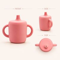 Gobelet ergonomique à double poignée en silicone avec couvercle anti-fuite, réutilisable, pour la maison et l'extérieur
