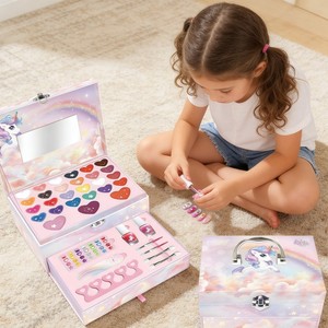 Kit Trucco per Bambine 2026, Valigetta Vanity Completa Sicura e Lavabile con Set di Cosmetici e Nail Art per Gioco di Ruolo - Product Image 6