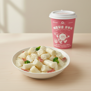 El Mejor Tteokbokki Coreano Instantáneo Saludable de Calidad Superior, Tipo Carbonara, en Vaso, Cremoso, Apto para Microondas - Product Image 4