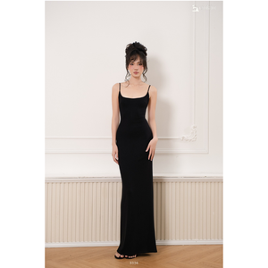 Robe longue dos nu pour femme en coton extensible à bretelles spaghetti et nœud amovible – Vente en gros ET3326 - Product Image 3
