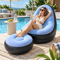 Canapé gonflable rond et moelleux, pliable, en PVC, une place, pour l'extérieur