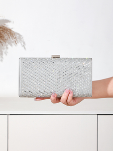 Bell 2025 High Quality Silver Luxury <b>Clutch</b> Square Fashion Women <b>Wedding</b> Evening Elegant Chain Strap Original Designer - Product Image 2
