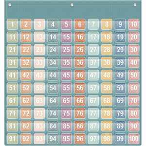 Tabla de Cien Números con Bolsillos, 27.5 x 29.5 Pulgadas, Tarjetas con Números del 1 al 100, Herramienta de Aprendizaje de Matemáticas para Niños - Product Image 1
