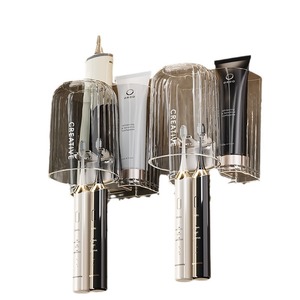 Support mural transparent gris créatif pour brosses à dents avec drainage, pour rangement de salle de bain, facile à nettoyer - Product Image 3