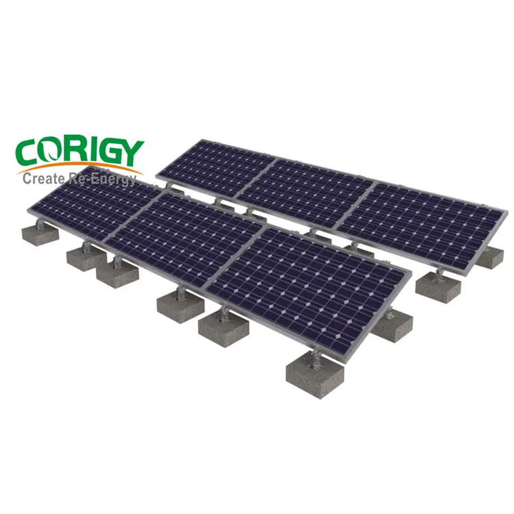 Sistema de riel de montaje solar, montaje de techo plano, panel solar para sistema de energía solar 1kva