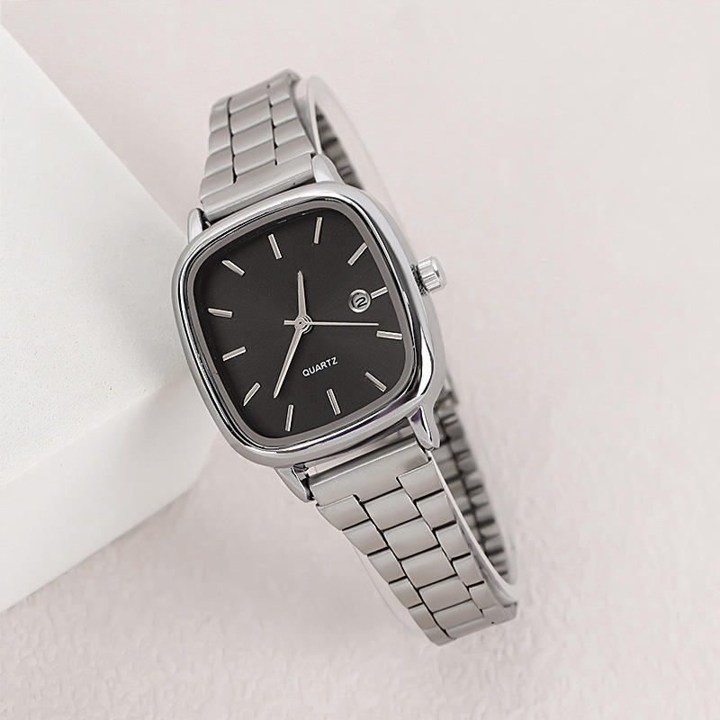 Ceinture argentée avec surface noire (modèle femme)