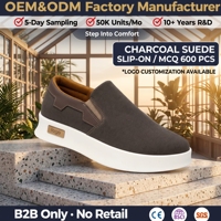 Baskets Plateforme Homme Personnalisées Toile Lavée PU Patchwork Panneau Élastique Latéral Mocassins Marche Décontractée