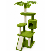 Arbre à chat en velours style naturel, tour à gratter en sisal, structure d'escalade multi-niveaux en peluche durable pour chats d'intérieur, en carton