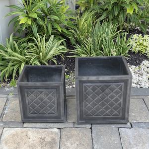 Vaso <span class=keywords><strong>da</strong></span> fiori in cemento decorativo con motivo a griglia minimalista per piante <span class=keywords><strong>da</strong></span> interno ed <span class=keywords><strong>esterno</strong></span> usa le condizioni del pavimento - Product Image 1