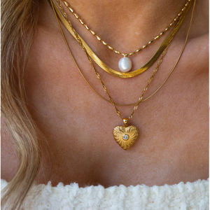 قلادة عنق من لؤلؤ المياه العذبة مطلي بالذهب عيار 18 قيراط 41 من الفولاذ المقاوم للصدأ سلسلة ربط متعددة الطبقات قلادة عصرية متعددة المناسبات - Product Image 2